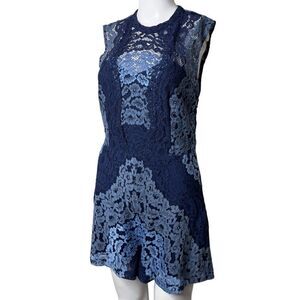 ANGL Backless Lace Romper Two Tone Blue Size Large